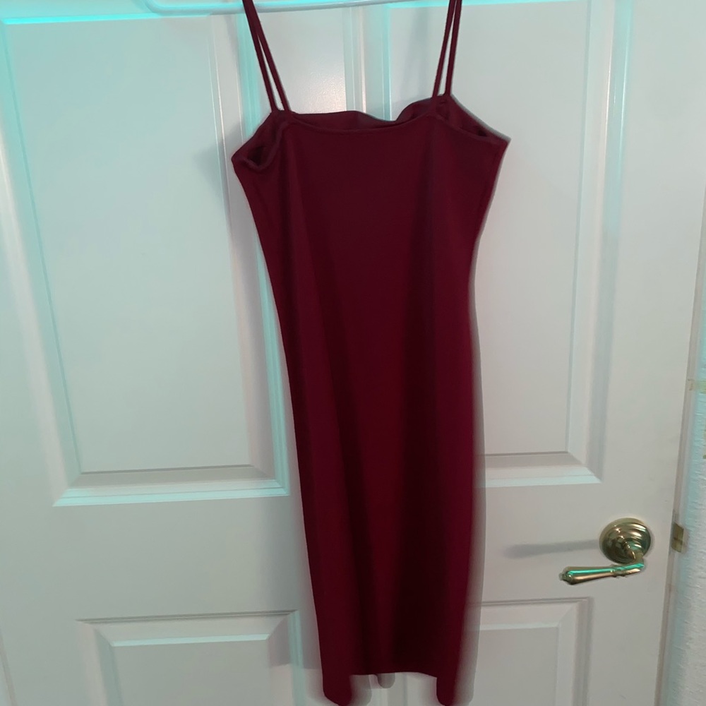 red/maroon spaghetti strap dress